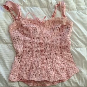Bebe Eyelet Corset Tank Top